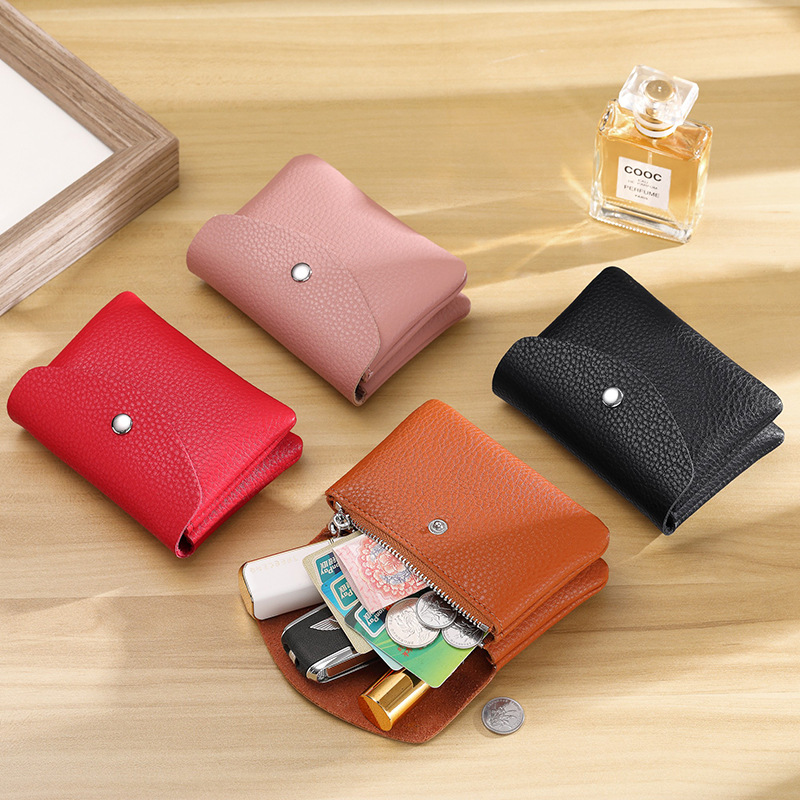 Monedero de cuero suave simple para mujeres, bolso de tarjetas multifuncional para mujeres, gran capacidad para colocar joyerías pequeñas, monedas, bolso de cuero suave