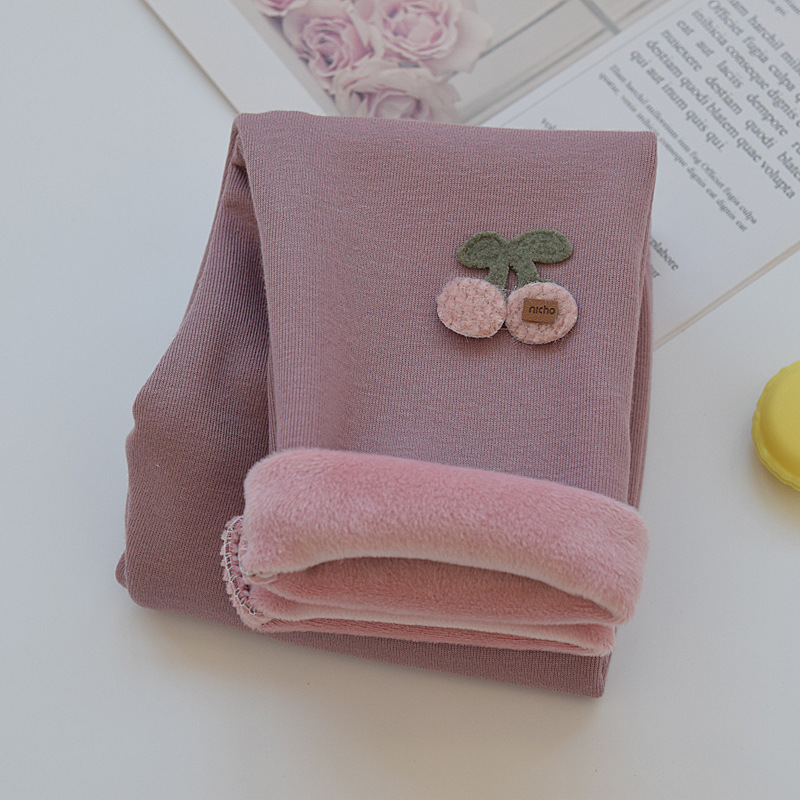 Polainas de las niñas forradas de lana engrosada primavera y otoño desgaste exterior 2022 invierno Nuevo bebé cálido pantalones de algodón pantalones de estilo occidental de los niños