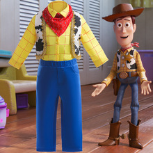 欧美款cosplay玩具总动员胡迪男童套装撞色设计表演三件套礼服