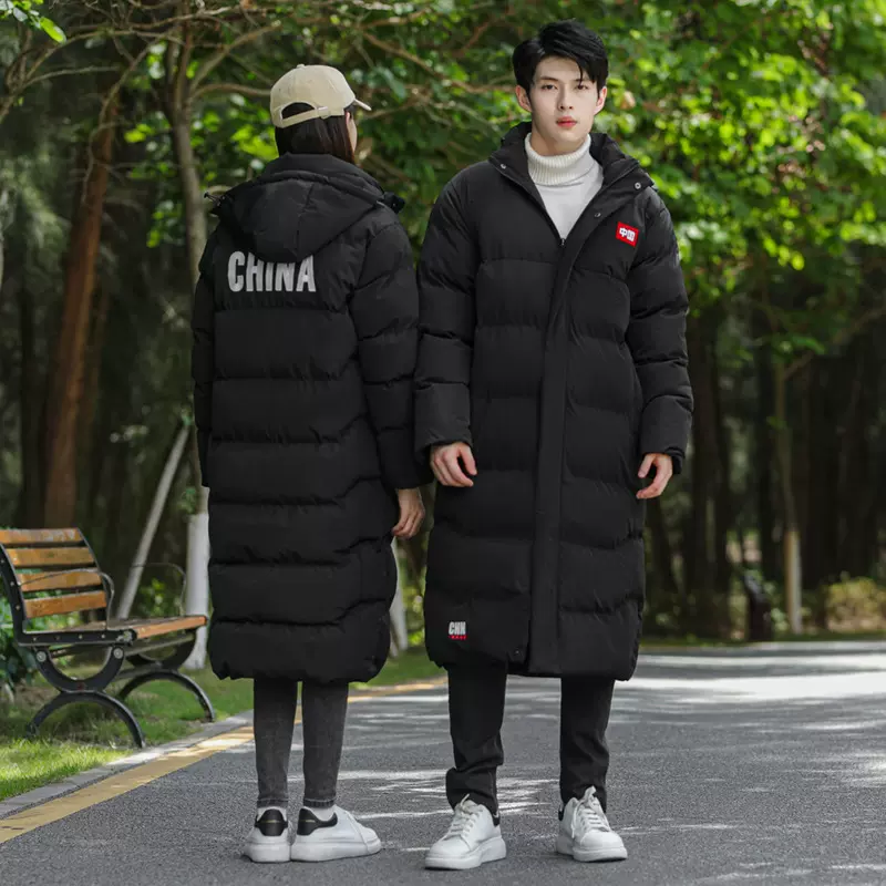 国家队运动大衣男长款过膝棉服儿童学生跆拳道足球冬训棉衣女加厚