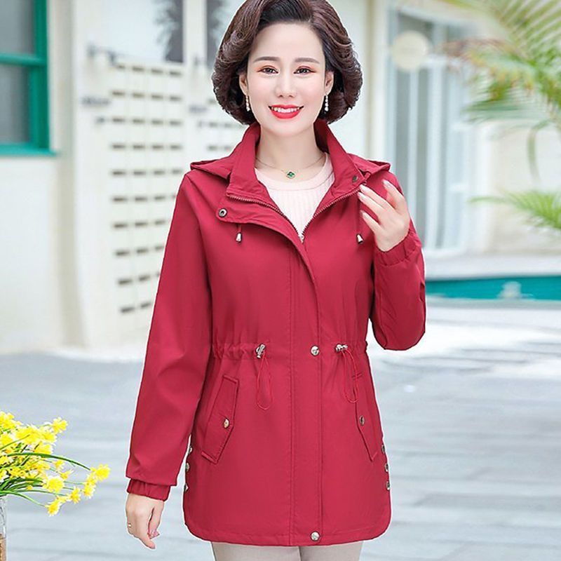 女衣服薄款春秋2025上中年妈妈秋装外套洋气大码风衣新款中老年人|undefined