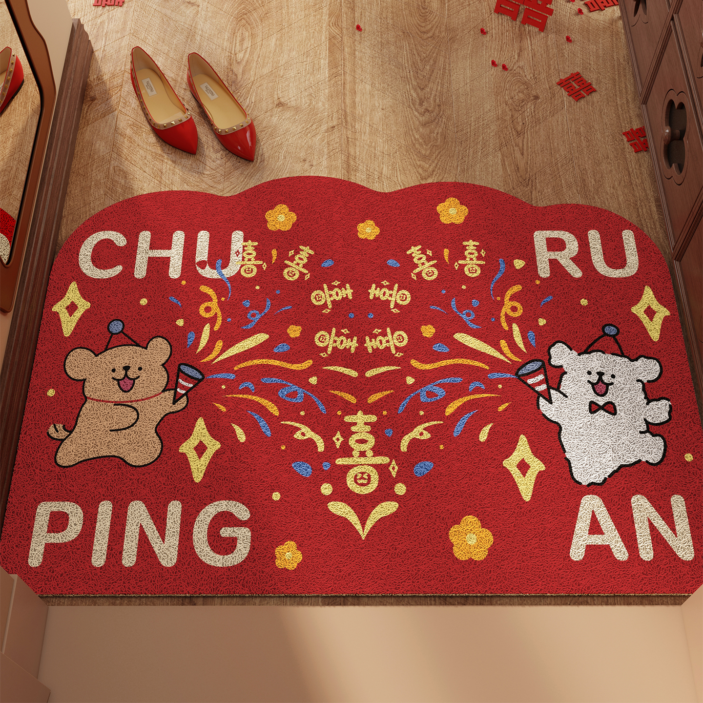 卡通入户门地垫刮泥蹭土丝圈地垫耐磨耐脏易打理防滑垫可裁剪脚垫