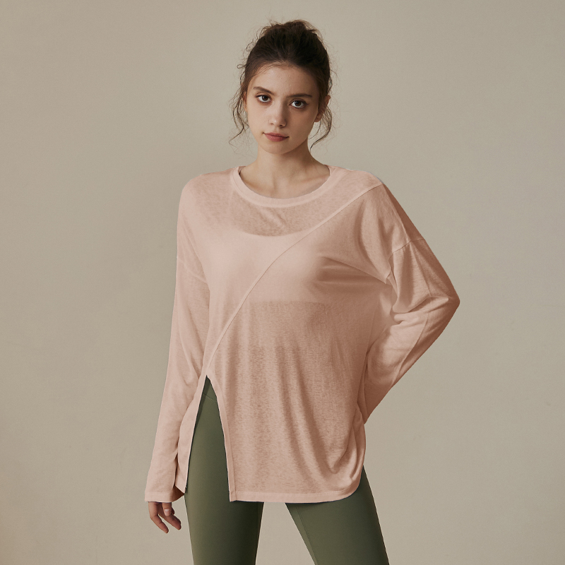 ヨガ服女性秋冬スタイルランニングスポーツゆるいブラウスtシャツプラティトレーニング長袖上着フィットネススーツ|undefined