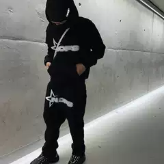2025 Y2K New Noes Hoodie Set Sweatshirt Two-Piece Gothic Punk Rock Clothing Streetwear