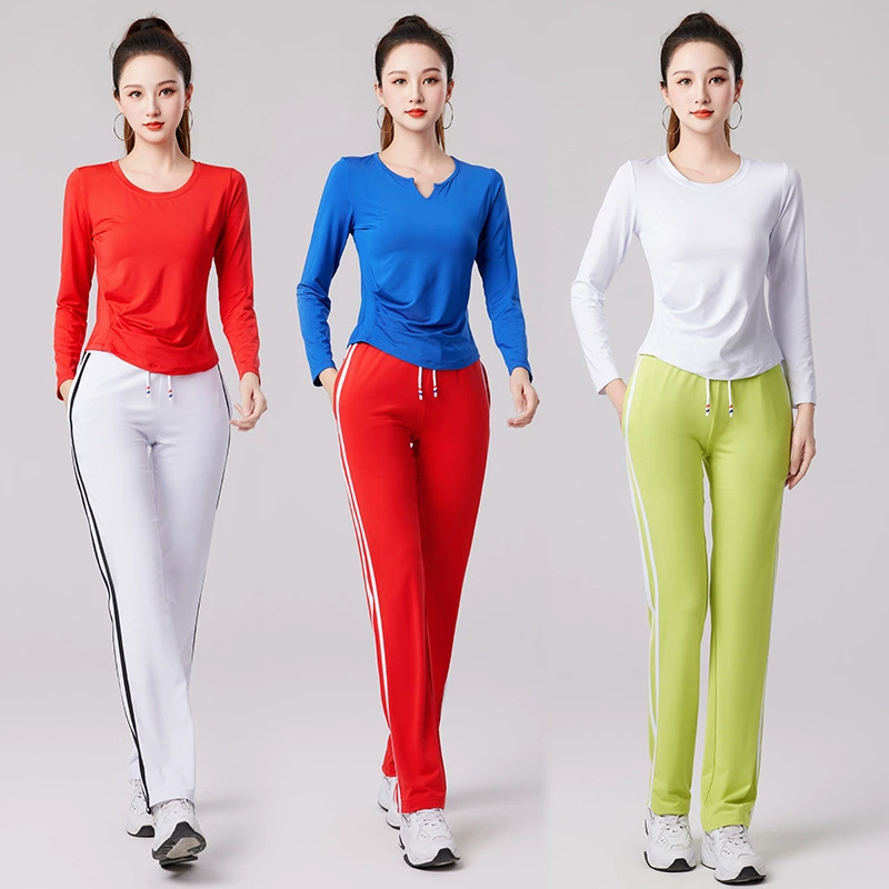 Весна и осень Интернет-знаменитости Одежда для квадратных танцев Новый костюм Бег Спорт Перемешать Аэробика Призрачный танец Танцевальная одежда