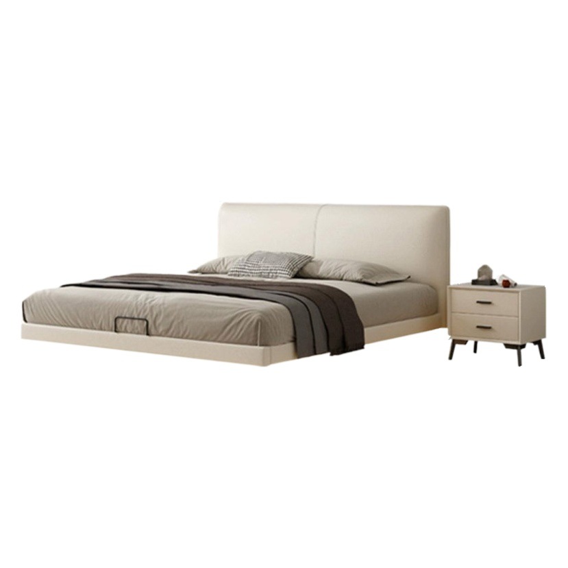 Cama moderna minimalista con cabecero de cuero ultrafino, estilo italiano de lujo ligero, dormitorio principal para apartamento pequeño, cama doble tamaño completo, estilo de lujo ligero. image 1