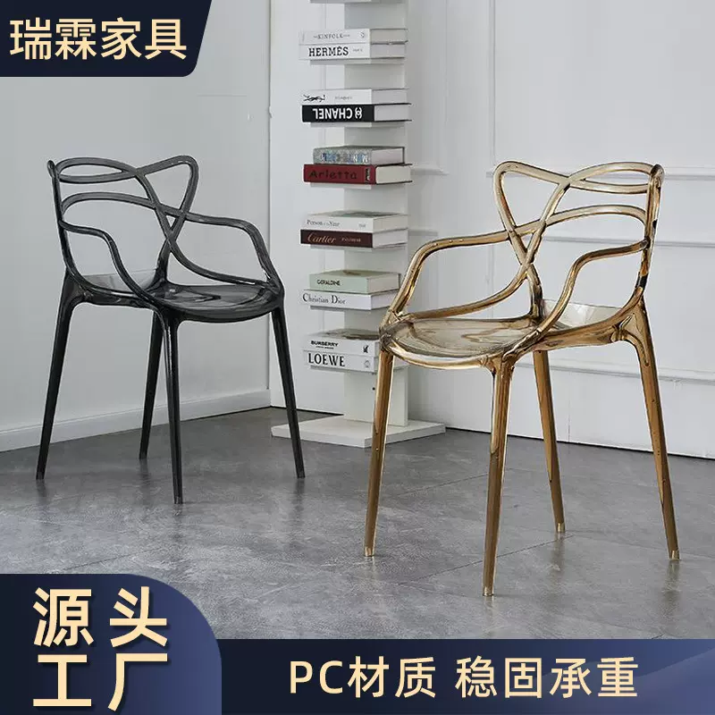 北欧透明餐椅塑料家用凳水晶靠背ins风网红椅子猫耳椅亚克力椅子