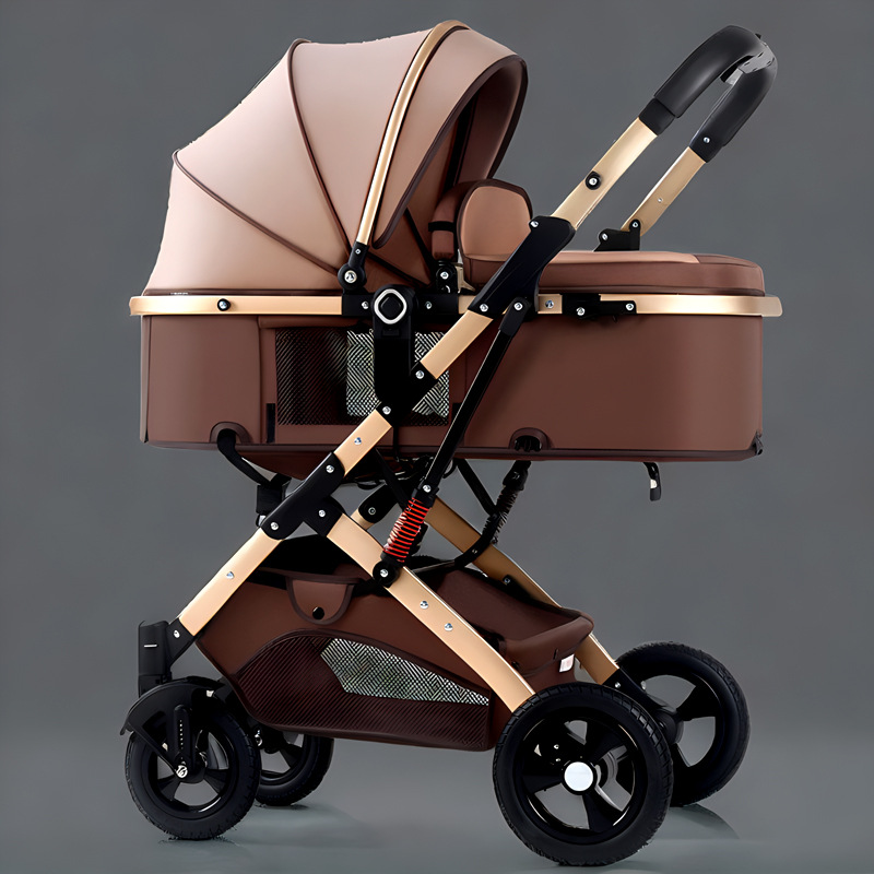 El cochecito de bebé de alto paisaje se puede sentar y acostarse, ligero y plegable, amortiguador bidireccional, cochecito de bebé para niños recién nacidos al por mayor