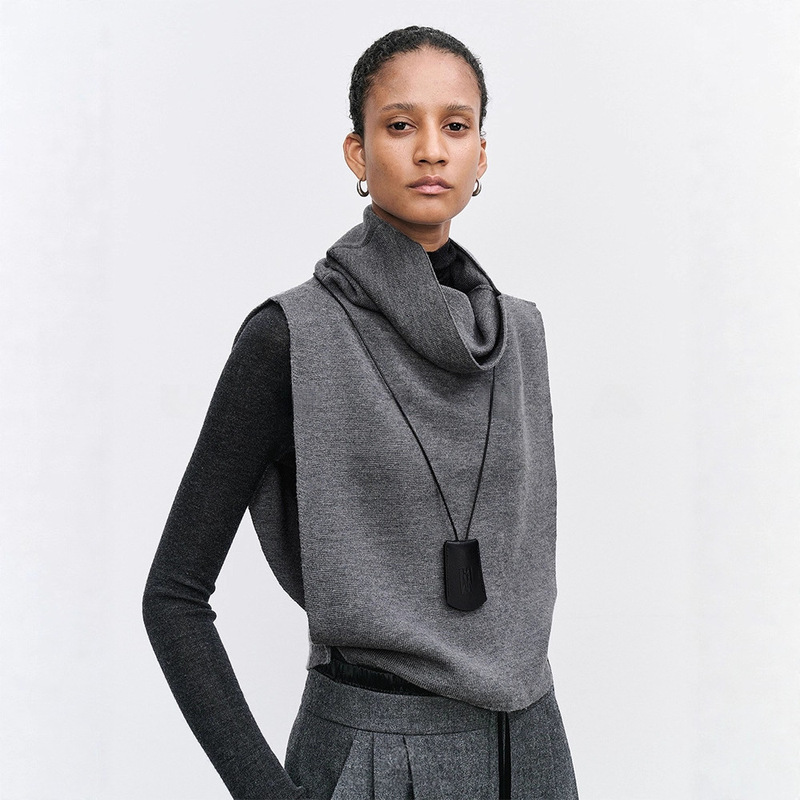 Th~Row Layered R0W Fashionable Style Deconstructed Wool Double-Layer Knitted Layered Vest