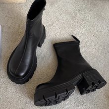 弹力马丁靴女2025春夏新款短靴时尚百搭复古显瘦小个子粗跟瘦瘦靴
