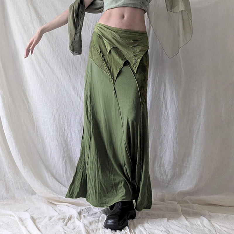 Niche Design, Pure Lust Style, Asymmetrical Mesh Splicing Skirt, Holiday Style Fairy Slimming Mid-Length Skirt