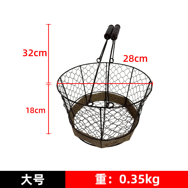 铁艺面包筐圆形金属网格镂空框收纳筐桌面零食水果储物篮子置物篮|undefined