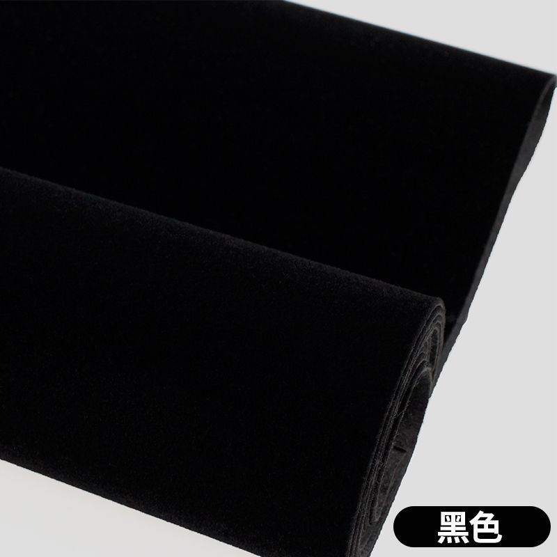 加厚背胶自粘绒布黑色加密不干胶植绒布料带胶柜台绒布黑绒布展示