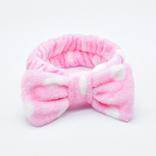 Korean-style fashionable striped polka dot leopard print bow headband for girls, face-washing hair tie, simple forest system plush headband