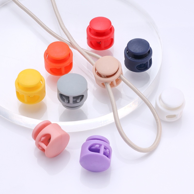 彩色双孔弹簧扣松紧止滑扣尼龙箱包扣鞋子鞋带调节扣圆形弹力绳扣