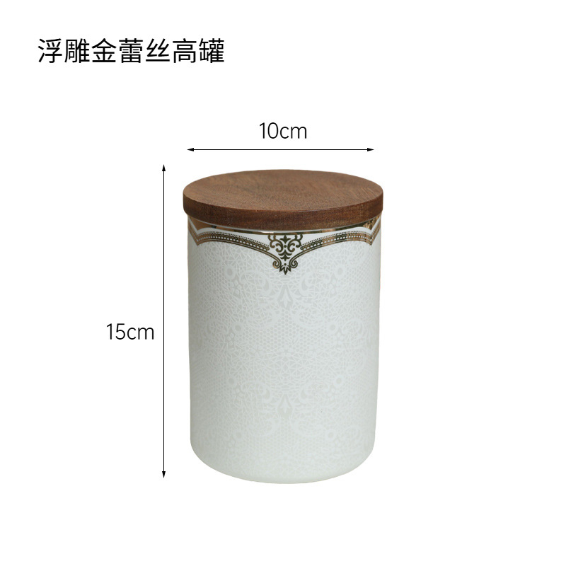 Tarro de almacenamiento de cerámica con patrón en relieve moderno, tarro sellado de granos varios, adornos de decoración, tarro de té grande para el hogar y la cocina