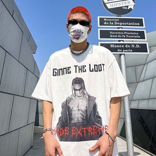 Short-sleeved T-shirt Men's Summer Heavy Cotton Fashionable Loose American Style Retro Washed Old Half-sleeved T-shirt