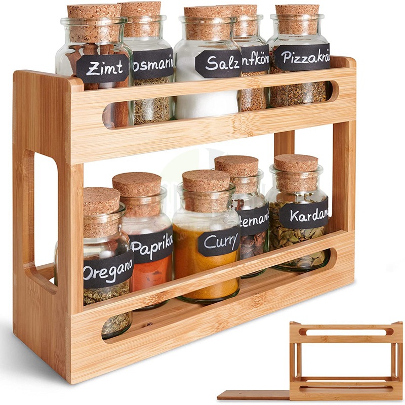 Household kitchen cabinet storage rack seasoning rack wooden spice rack soy sauce bamboo fragrance storage rack