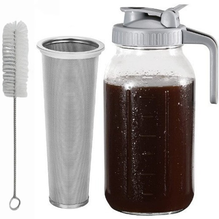 64oz with Scale Mason Jar Cold Water Kettle Glass Water Kettle 32oz Set Coffee Filter Handle Lid Glass Bottle 64oz with Scale Mason Jar Cold Water Kettle Glass Water Kettle 32oz Set Coffee Filter Handle Lid Glass Bottle