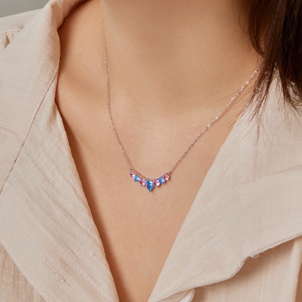 13g Weight Zircon Inlay Material Necklace Classification cable chain Chain Type 1 Piece Quantity Daily, Street Occasion 925 Sterling Silver Material Water Droplets, Heart Shape, Butterfly Pattern Women's Gender Inlay Design Simple Style Style 925 Sterling Silver Zircon Cable Chain Inlay Water Droplets Heart Shape Butterfly Necklace 13