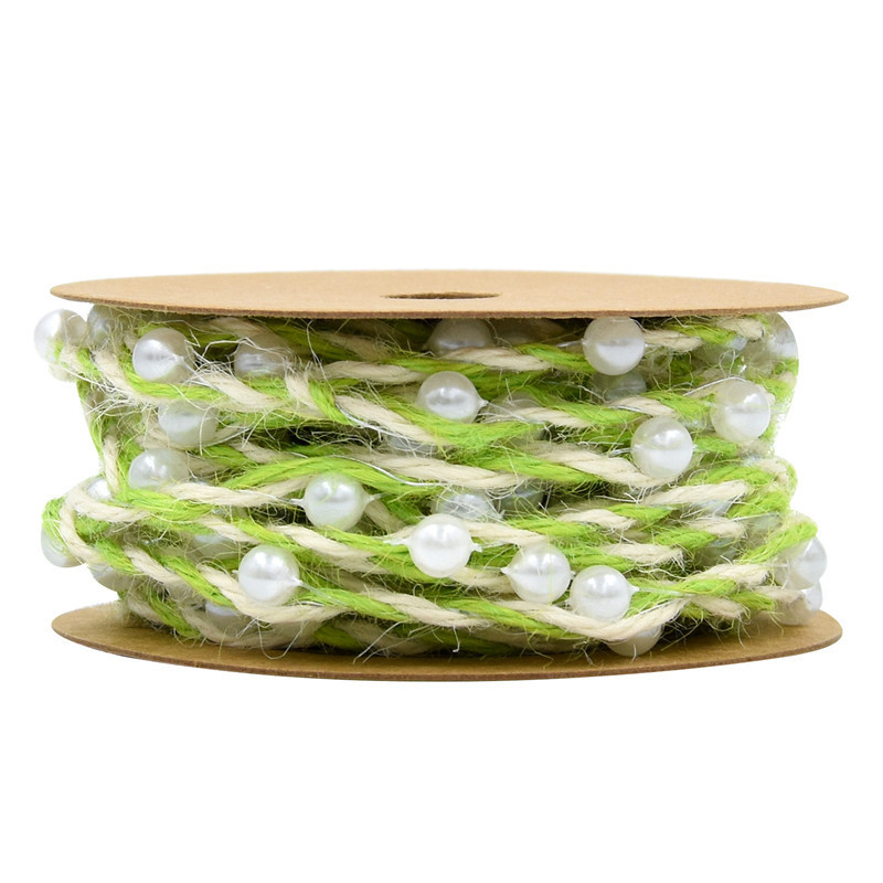 Nuevo transfronterizo tejido a mano contraposición corda de cáñamo flor de jardinería embalaje de regalos de cadena de cuentas con alambre de hierro 5 metros