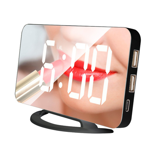 Creative multifunctional LED mirror clock cosmetic mirror digital alarm clock simple desktop automatic photosensitive electronic desk clock