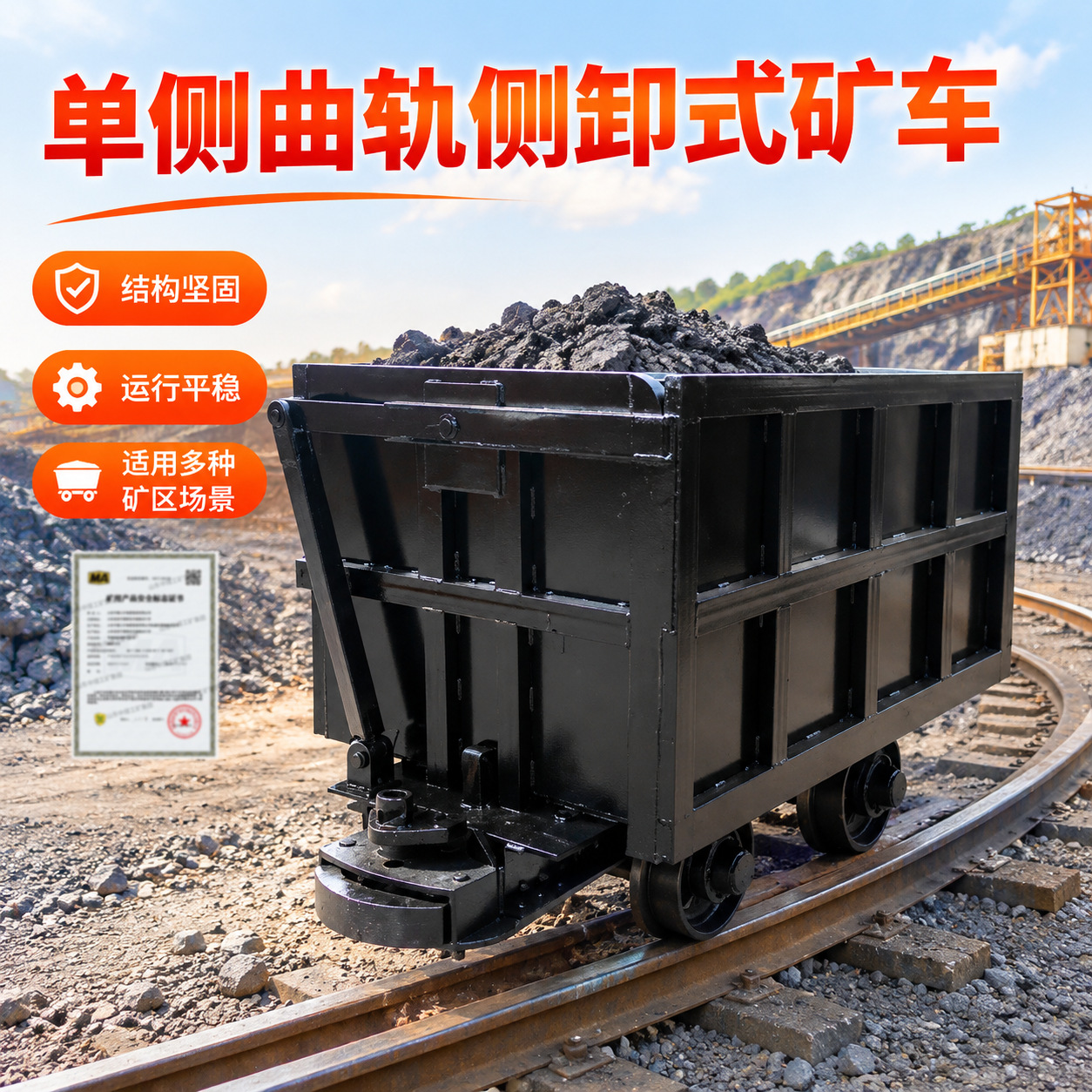 MCC6.0-6单侧曲轨侧卸式矿车矿用曲轨侧卸车平巷出渣轨道运输车
