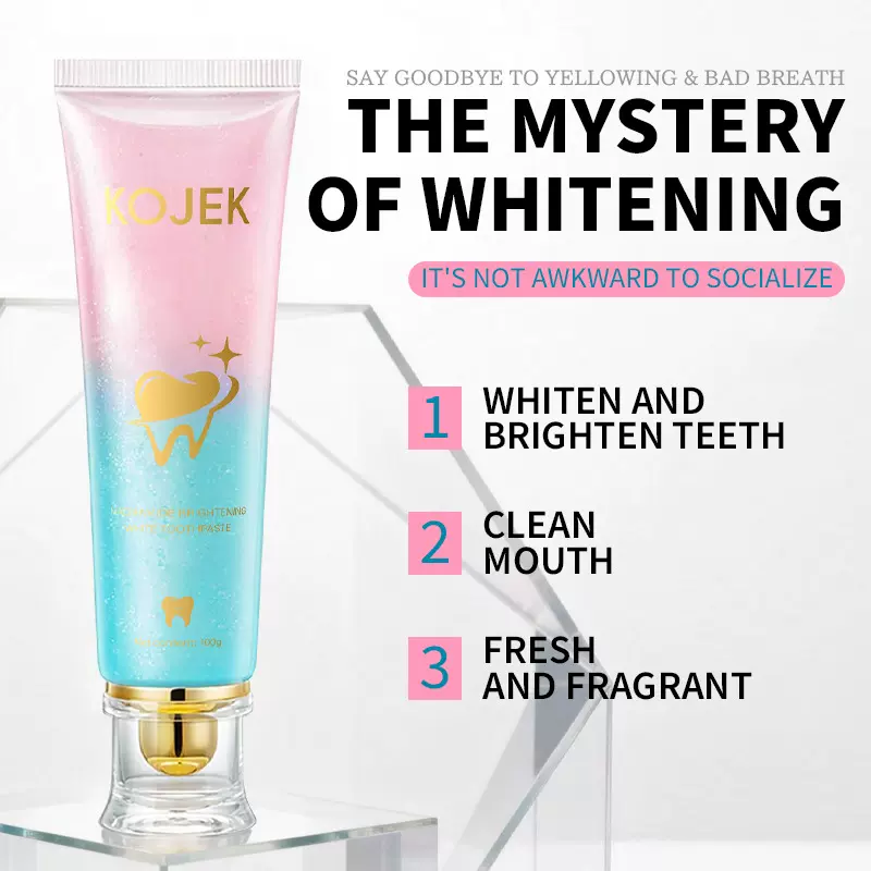 现货kojek烟酰胺亮白牙膏全英文双色牙膏去牙黄清洁口腔护理批发