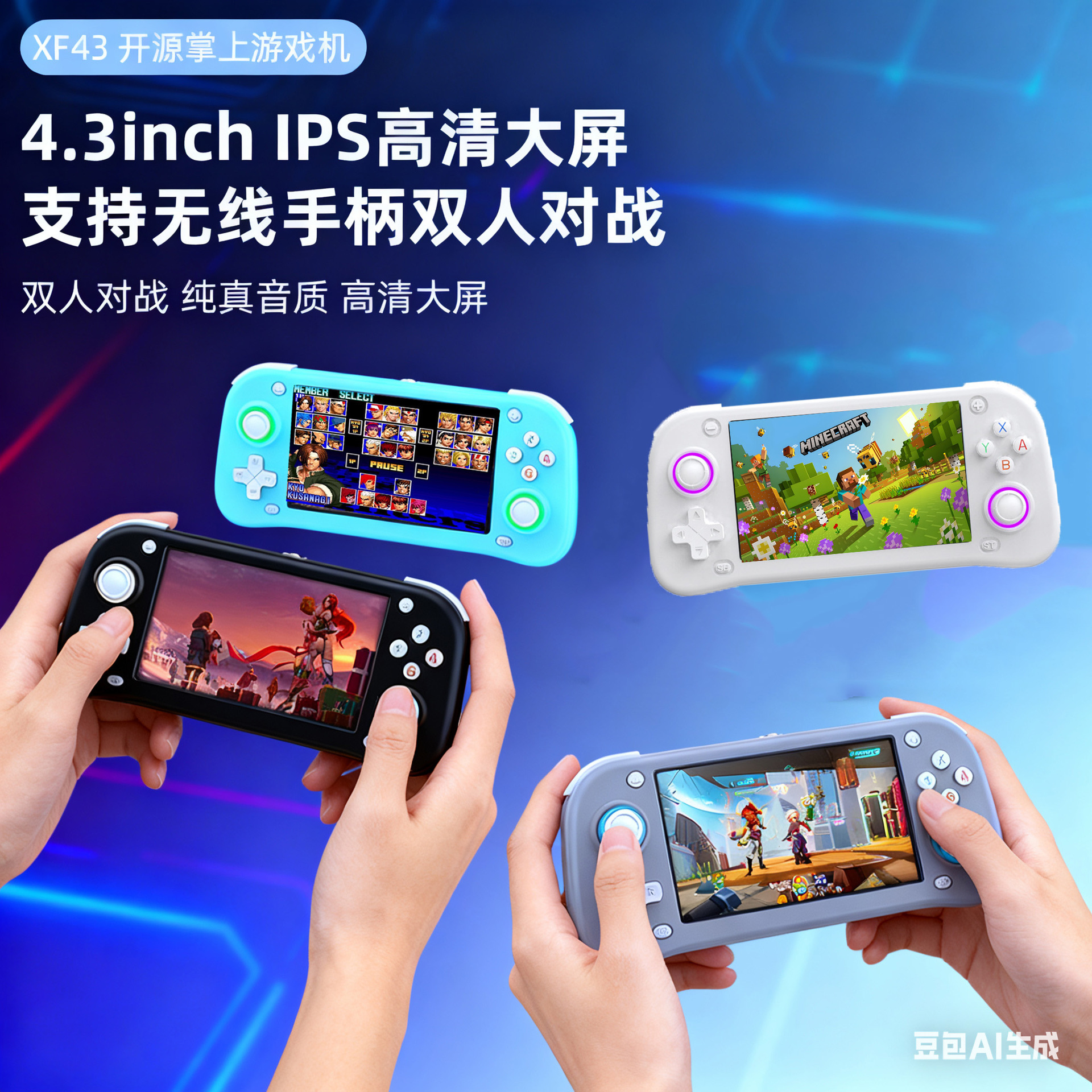 Cross-Border New Xf43 Handheld Game Console Open Source 4.3inch Game Console Nostalgic Psp Hd Ps1 Arcade Handheld Game Console