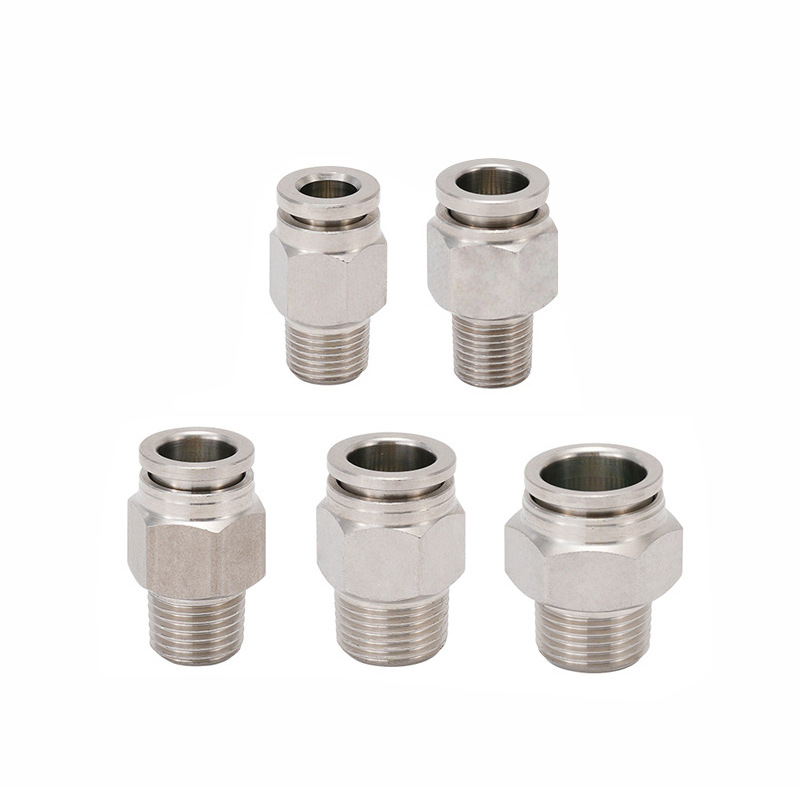 Acero inoxidable 304 conector rápido neumático de 8mm tubo de aire rápido enchufe directo a través de alta presión de alta temperatura PC8-02 / PC6-02 / 03 image 6