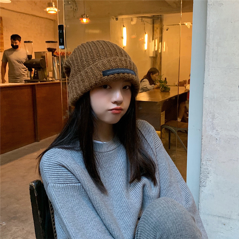 New type of for women, loose board, pile up woolen high aesthetic value, knitted , small face, warm and thick thread_voghion.com