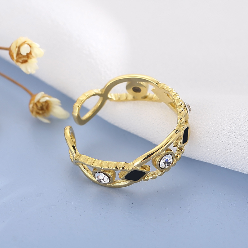 3g Weight PVD Coated 18K Gold Plated Geometric Stainless Steel Resin Fashion Waterproof Non Tarnish Open Ring