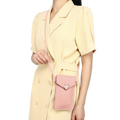 New lock crossbody transparent touch screen mobile phone wallet for women retro student solid color buckle wallet mobile phone bag