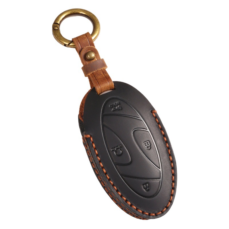 Cruz-frontera especial Corea del Sur moderno coche clave caso hecho a mano costura de cuero genuino de alta gama retro funda protectora hebilla