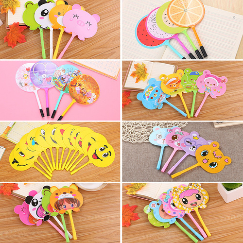 Cute Cartoon Fan Pen Creative Prize Gift Student Ballpoint Pen Korean Style Study Stationery Fan Pen