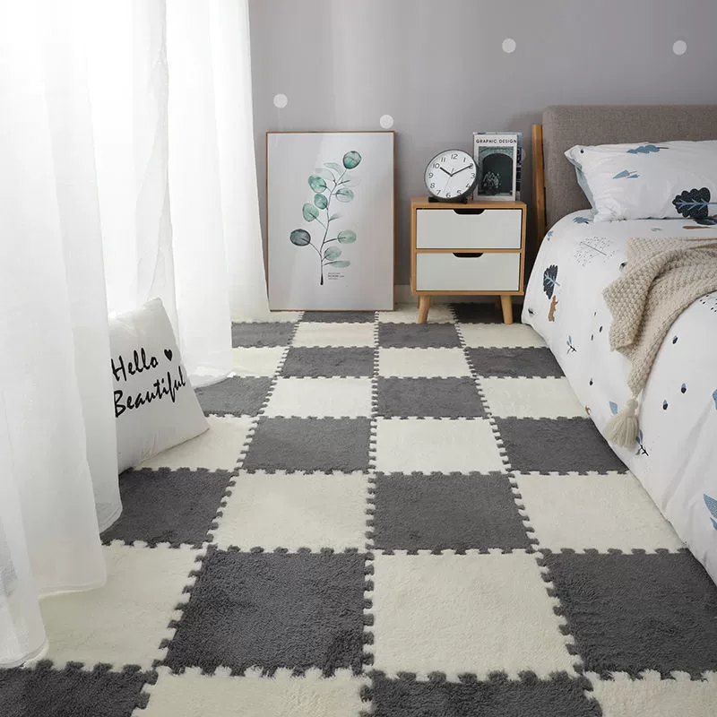 Плоский коврик (INS) 30×30×1.2 см, плюшевые Interlocking плитки для спальни девушки и прикроватной зоны