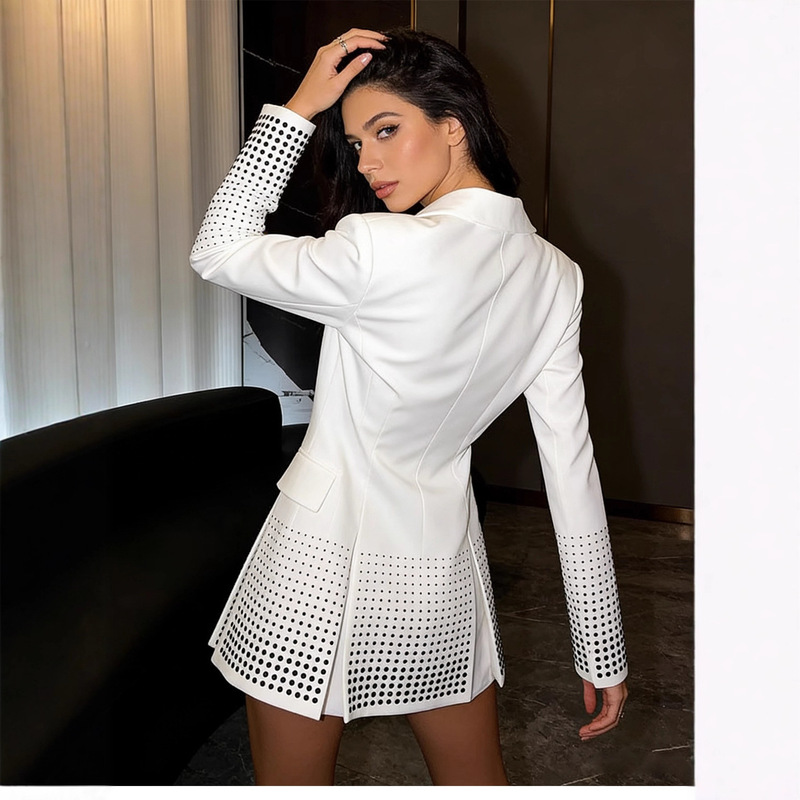 European and American Style Hem Slit Small Suit 2025 New Hot Diamond Design Slim Jacket for Women