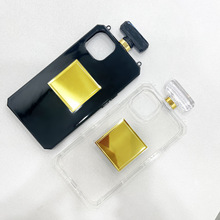 适用苹果iPhone 17手机壳香水瓶镶钻素材/透明透黑TPU挂链素材