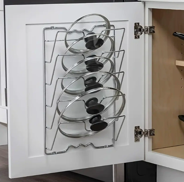 Настенная полка для хранения кухонной утвари, подставка для крышек кастрюль