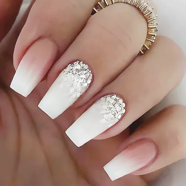 Mid-length Ballet Armor Flat Head Gradient Glitter European and American Foreign Trade Wearable Nail Pieces Women's Fake Nails