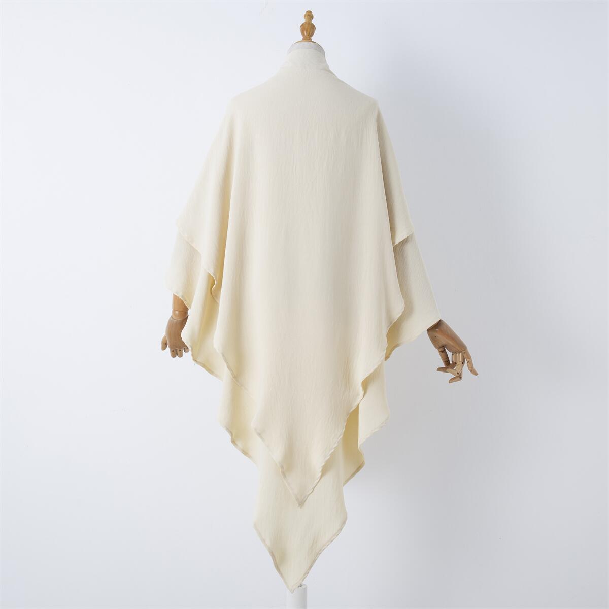 Damenbekleidung einfarbige Spitze Muslim Doppelschicht Kopftuch_voghion.com