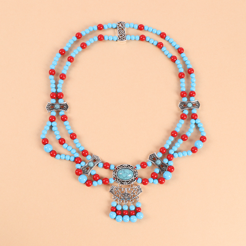 藏式红蓝多层额头饰(主蓝色)