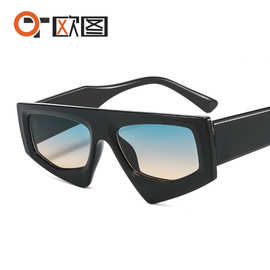 新款个性不规则太阳镜T22004欧美造型墨镜女跨境复古平光镜透明片