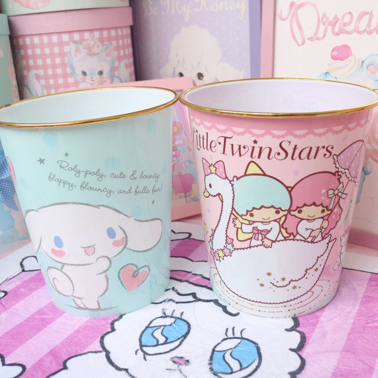 卡通美乐蒂melody宿舍可爱家用垃圾桶少女心卫生间卧室塑料筒纸篓
