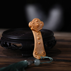 崖柏木雕靈芝如意手把件文玩隨身把玩件實木家居裝飾平安汽車掛飾