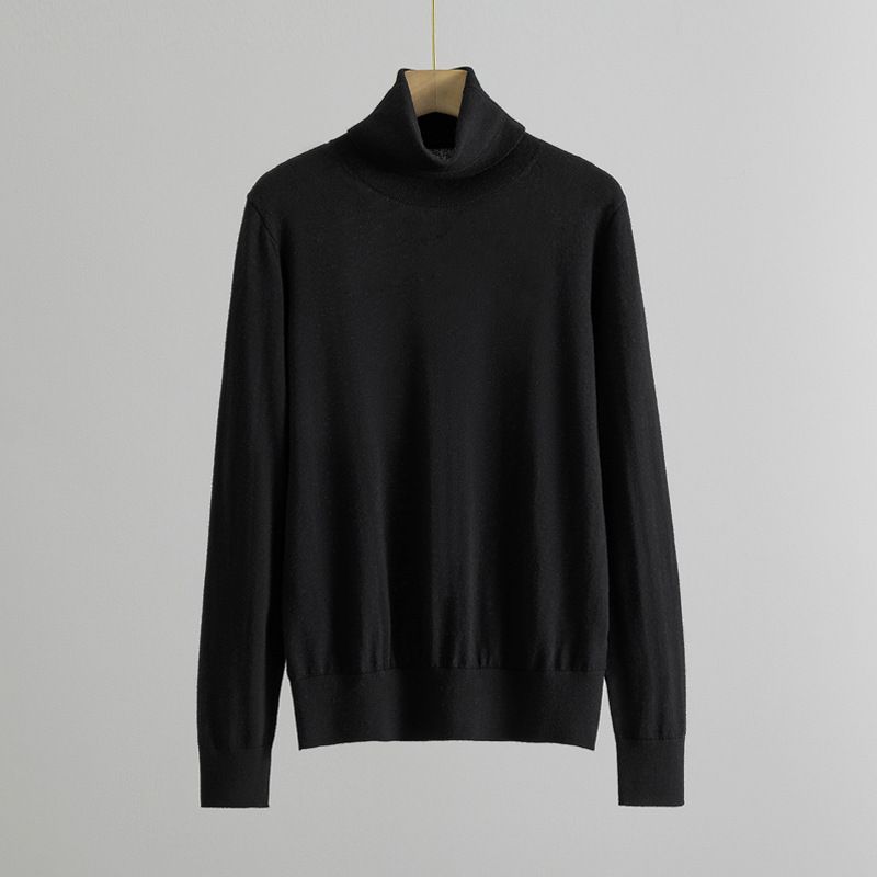 Craftsmanship Classic Row Style High-End 18-Gauge 60-Count German Yangzi Merino Wool Turtleneck Knitted Base Shirt for Women