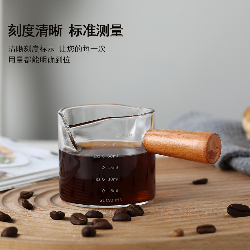 Procesamiento personalizado de café japonés leche de madera de vidrio leche de madera con escala mini leche de leche condimento jugo lata de leche