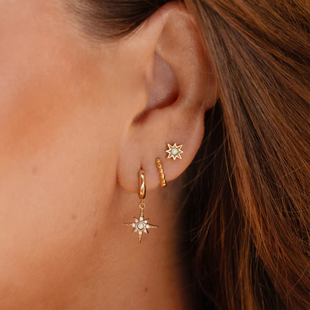5g Weight 925 Sterling Silver Ear Needle Material Earrings Classification 3 Pieces Quantity Holiday, Travel, Selfie Occasion 925 Sterling Silver Material Geometric, Star Pattern Women's Gender Plating Design Simple Style Style 3 Pieces 925 Sterling Silver Geometric Star Earrings 7