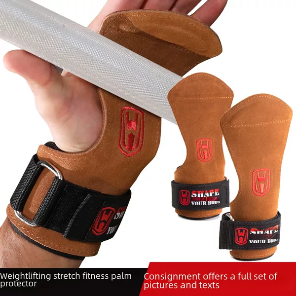 Weightlifting Horizontal Bar Cowhide Palm Guards for Men and Women Fitness Gloves Wrist Guards Pull-Ups Deadlift Auxiliary Grip Non-Slip