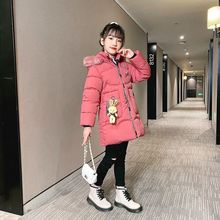 外贸棉服女童棉衣外套中长款儿童冬装棉服大毛领加厚保暖棉袄